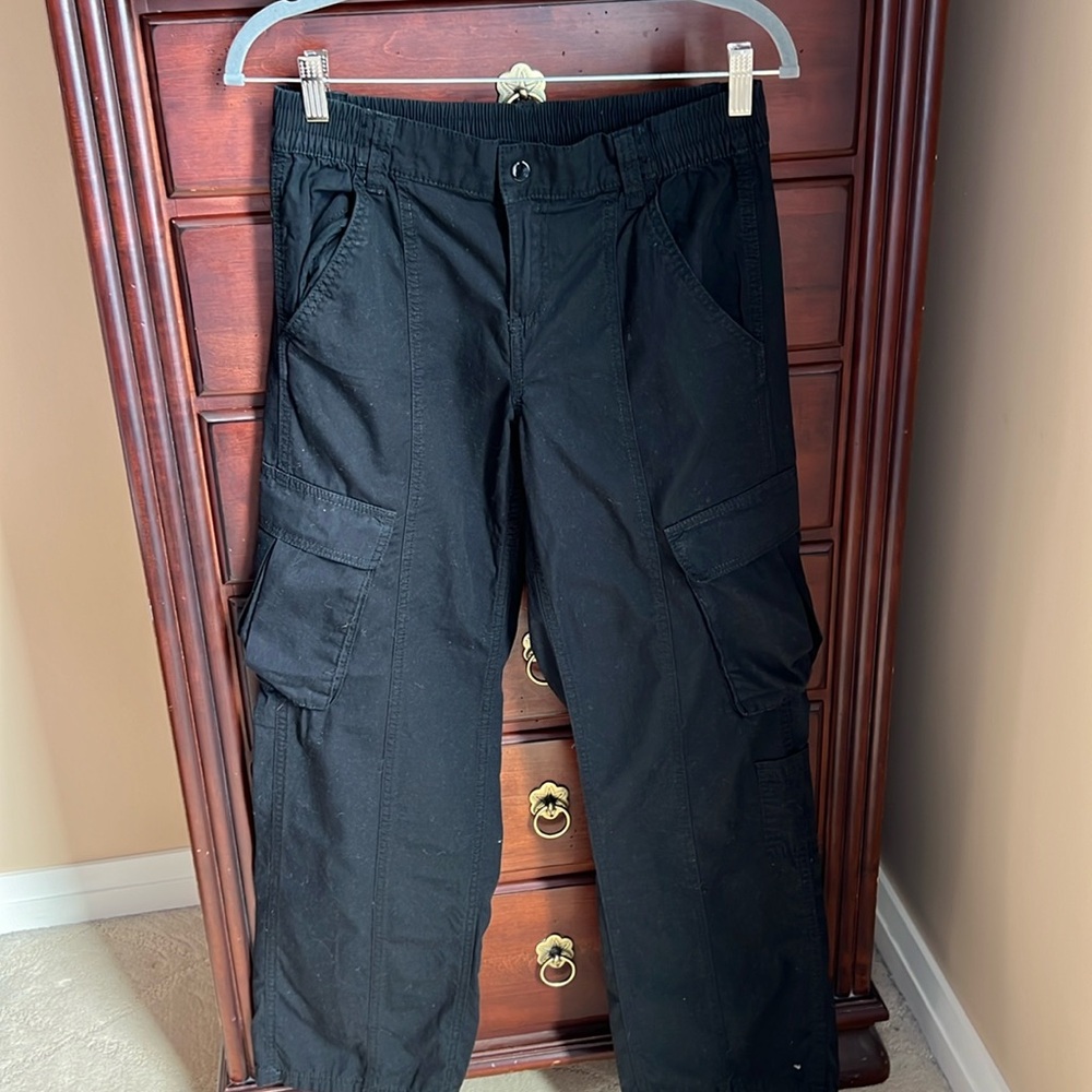 H&M Divided Black Cotton Cargo Pants Size 4